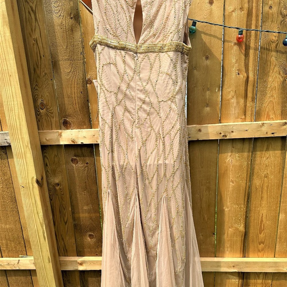 Roman's Sparkling Champagne Sleeveless Cocktail Dress With Gorgeous Beading - Picture 8 of 14